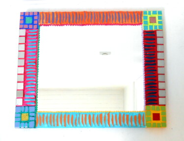 miroir mosaïque "graphique couleurs" 40 x 50 cm