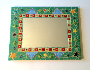 miroir mosaïque "variations sur vert" 45 x 58 cm