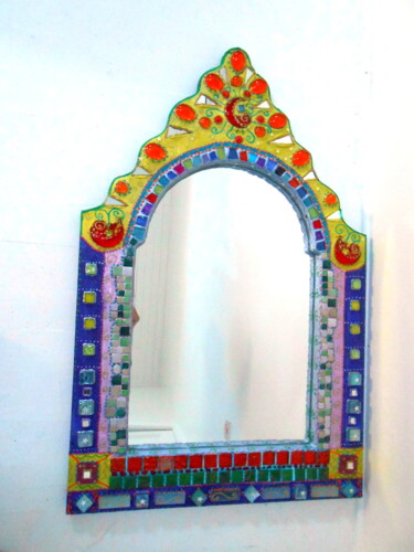 miroir art mosaïque peinture "icône" 78 x 50 cm