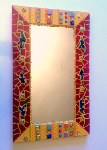 miroir mosaïque "algues et rayures"  63 x 38 cm