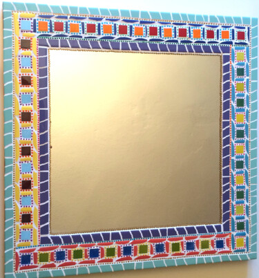 miroir mosaïque graphique "inspiration Vasarely "