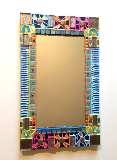 miroir mosaïque couleurs " Mariette" 35 x 58 cm idée cadeau