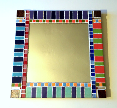 miroir mosaïque murale " céramiques multicolores et carrés "