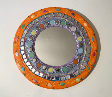 miroir mosaïque rond orange " Camilla"