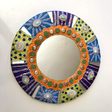miroir mural mosaïque rond multicolore " Eugénie" diamètre 3