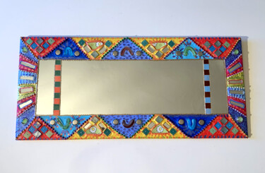 miroir art "Compostelle" mosaïque et peinture joyeuse