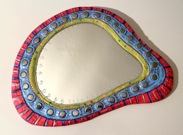 miroir mosaïque -peinture" blob 1" 50 X 38 cm