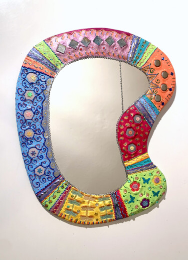 miroir décoration -mosaïque -peinture" blob 3" 52 X 42 cm