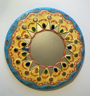 miroir mural mosaïque rond "soleil de janvier"