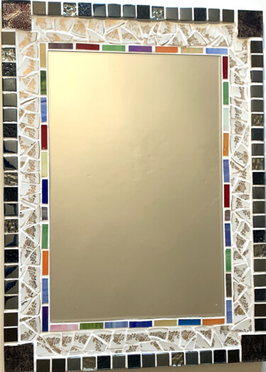 miroir mosaïque " Odessa" blanc- noir-multicolore 45 X 61 cm