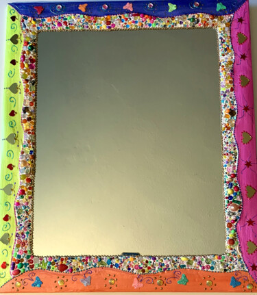 miroir mosaïque de perles et peinture " miroir Preppy"