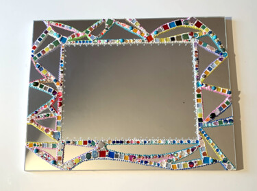 miroir mosaïque et peinture " guirlande de noël"" 39 X 50 cm