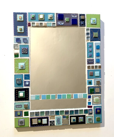 miroir rectangulaire mosaïque céramique "blue-green"