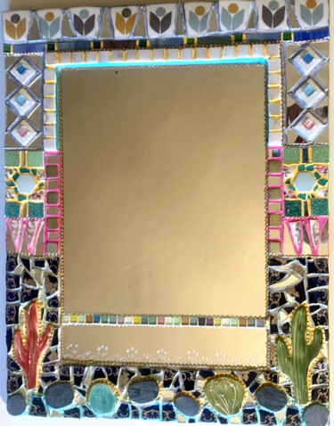 miroir rectangulaire mosaïque céramique "cactus Arizona"