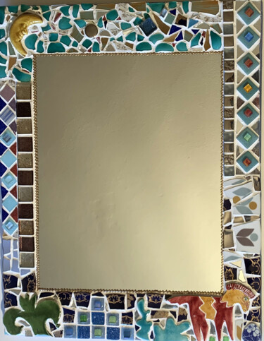 miroir rectangulaire mosaïque céramique "cheval indien"