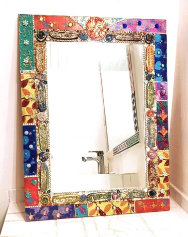 miroir mosaïque de verre "Traces " 60 X 45 cm
